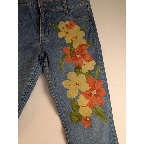 Upcycled womans Art jeans old Navy The Dreamer Hippie Boho Size 12 - Picture 3 of 11